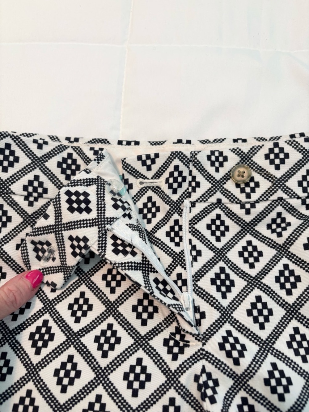 J. Crew Black and White Geometric Cotton Blend Shorts - Picture 3 of 8